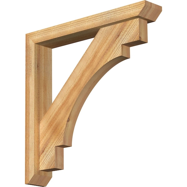 Ekena Millwork Merced Slat Rough Sawn Bracket w/ Offset Brace, Western Red Cedar, 4"W x 24"D x 24"H BKT0402X24X24MRC06RWR - main